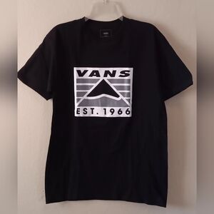 VANS Graphic T-shirt M Black White Skater Surfer Spring Break